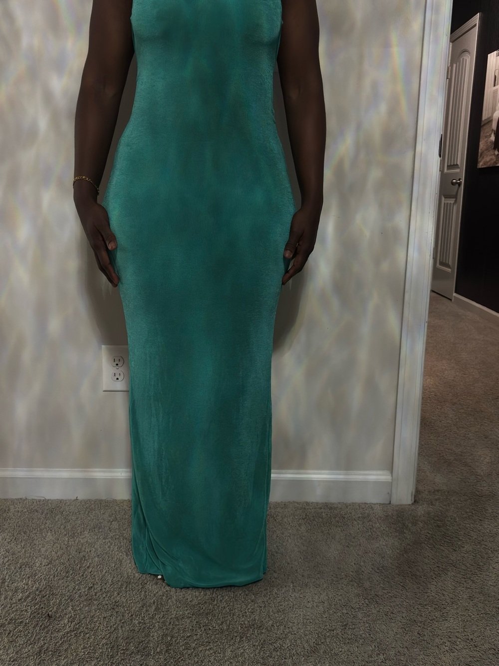 Oh Polly Teal Sleeveless Bodycon Maxi Dress